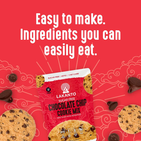Lakanto Sugar Free Chocolate Chip Cookie Mix, Gluten Free, Keto Friendly, Vegan, 12 Cookies, Sweetened with Monk Fruit
