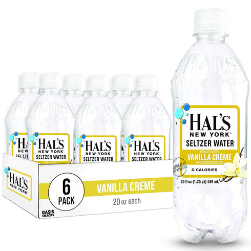 Hal's New York Seltzer Carbonated Vanilla Cream Flavored Sparkling Water, Zero Sugar, Zero Calorie, Zero