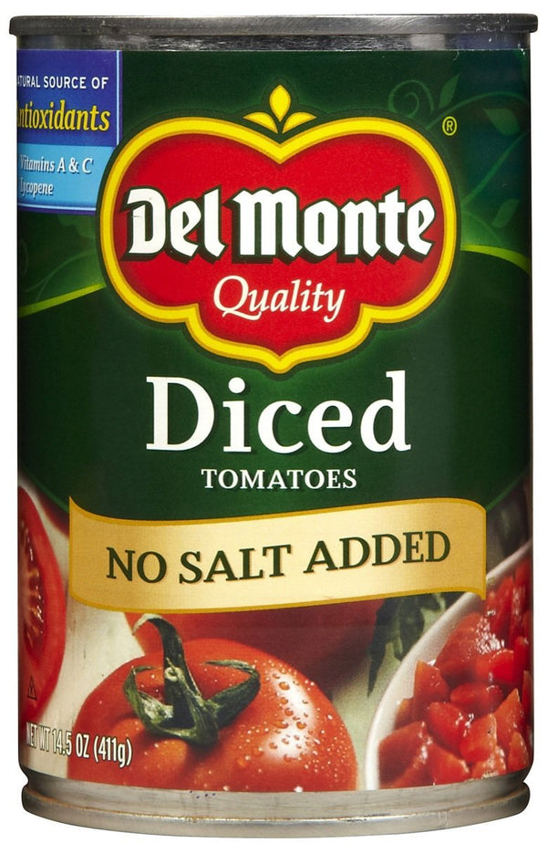 Del Monte Tomatoes, Diced, No Salt Added,14.5oz, (pack of 2)