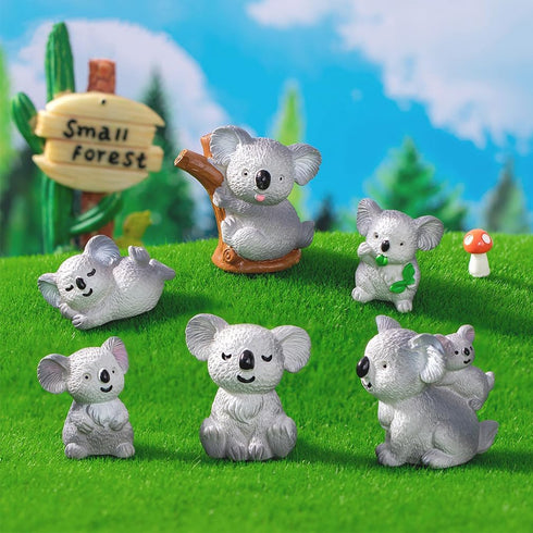 MAOMIA 5 Pcs Koala Figure Animal Toys Set, Miniature Koala Figurines for Cake Topper and Fairy Garden Decor