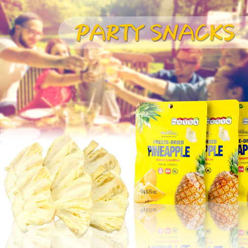 10 Pack Pack, 0.35 ONETANG Freeze-Dried Fruit Pineapple Chips, Single-Serve Non GMO, Kosher, No Add Sugar, Gluten free
