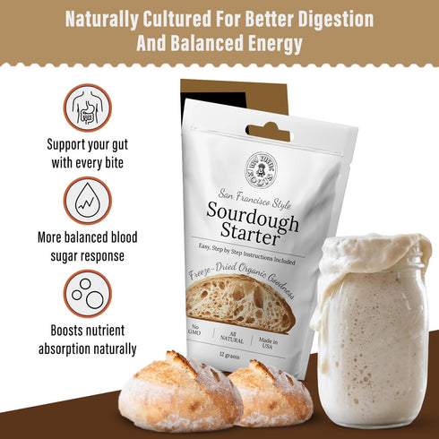 12g MY RUSTIC ROOTS All Natural & Organic San Francisco Sourdough Starter Culture - Beginner Friendly Sourdough Bread