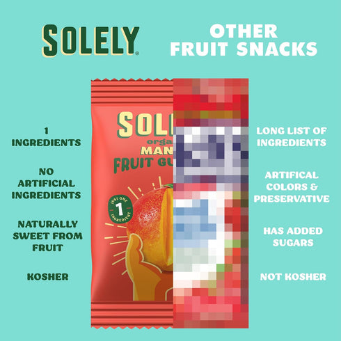 Gummies (Pack 1 5 5 (3.5 oz) SOLELY - Organic Mango Whole Fruit of Box, Bags per Box) - Real Fresh Fruit - Healthy