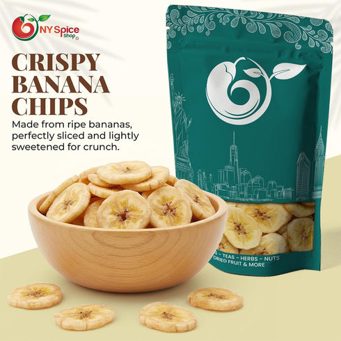 5 NY Spice Shop Dried Banana Chips - Pound Dehydrated Sweet Banana Chips Fruit Snacking - Thin Banana Slices For Baking