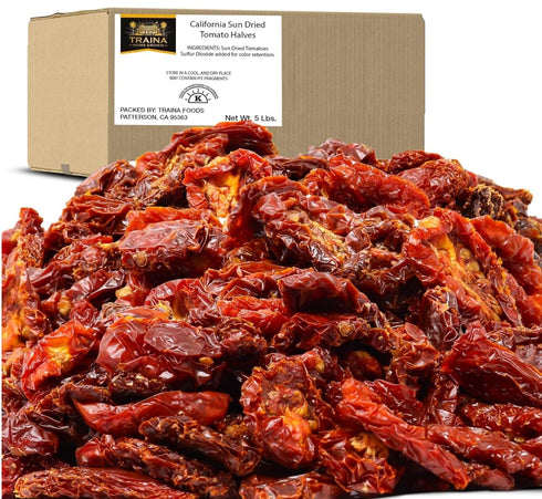 Traina Foods Sun Dried Tomato Halves, 5 lb Bulk Pack, Organic, All