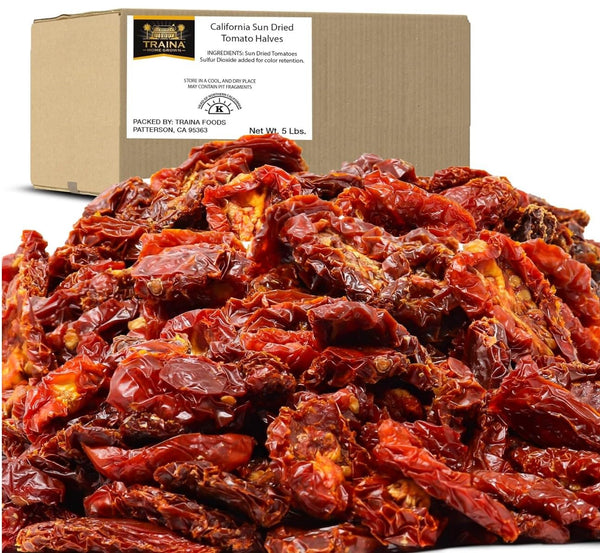 Traina Foods Sun Dried Tomato Halves, 5 lb Bulk Pack, Organic, All