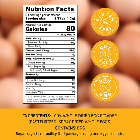 Judee’s Dried Whole Egg Powder 11 oz - Gluten-Free Baking Supplies for Breakfast, Baking, and Camping Meals