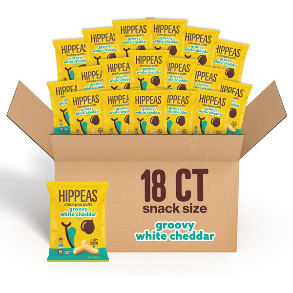 HIPPEAS Chickpea Puffs, Groovy White Cheddar, Gluten Free Snacks, Dairy Free, Vegan,