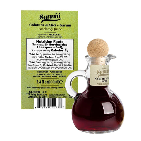 (100 ml (3.4 oz)) Sanniti Colatura di Alici | Anchovy Juice Extract | Italian Fish Sauce | Ancient Garum | Product