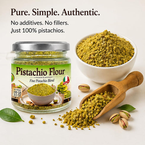 3.5 oz 100% Sanniti Pistachio Flour, Fine Pistachio Blend for Baking & Cooking Pure Pistachios Product of Italy