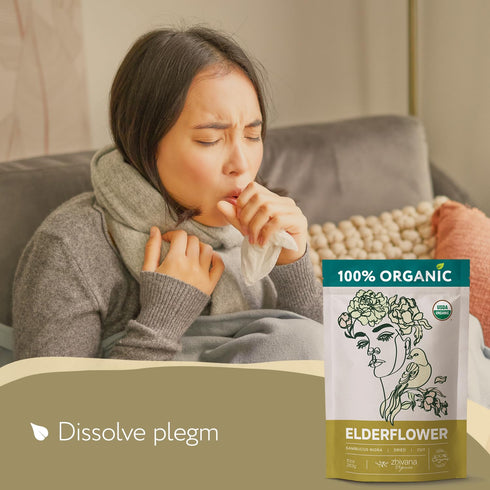 (10oz.) Elderflower Tea - Organic Dried Elderflowers - Elder Flowers Dried Herbs, Te de Sauco, Flor De Sauco Organico
