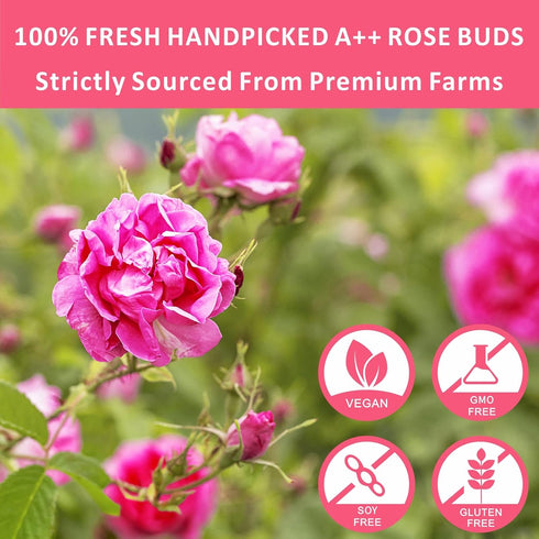 Dried Rose Buds Tea, Edible Whole Flowers Loose Leaf Herbs, Premium Natural Healthy Fragrant Beverage, Ideal for Gift,
