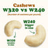 2 W-240, Food to Live Organic Cashews, Pounds Whole, Size Unsalted, Non-GMO, Kosher, Raw, Vegan, Bulk