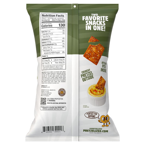 7 oz (Pack 12) PRETZELIZED Snacks Pretzel Pita Chips, Mediterranean Herb Flavor, Bags