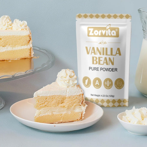 Zorvita 4.23 Oz 120g Madagascar Vanilla Bean Powder Pure Ground Grade A Vanilla Bean Gluten-Free No Additives or Sugar