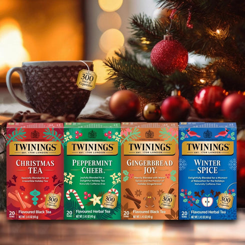 2-Pack 20 Twinings Holiday Sweet & Spicy Tea Variety Caffeinated Tea and Caffeine-Free Winter Spice Herbal, Christmas