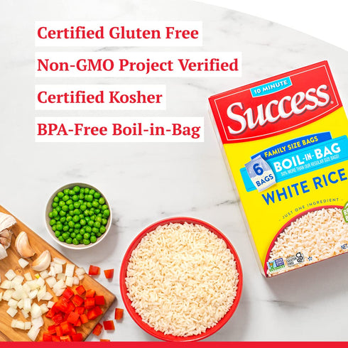 21-Ounce Success Boil-in-Bag Rice, White Rice, Quick and Easy Rice Meals, Box