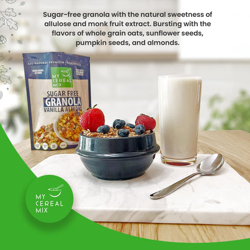 MyCerealMix Sugar Free Granola - Cinnamon Pecan, Gluten Free, Soy Free, All Natural Ingredients, Vegan