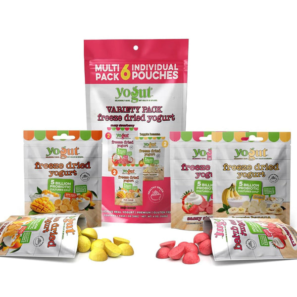 YoGut Freeze Dried Yogurt Snack Variety Pack, Healthy, On-the-Go Smoothie Melts Snacks