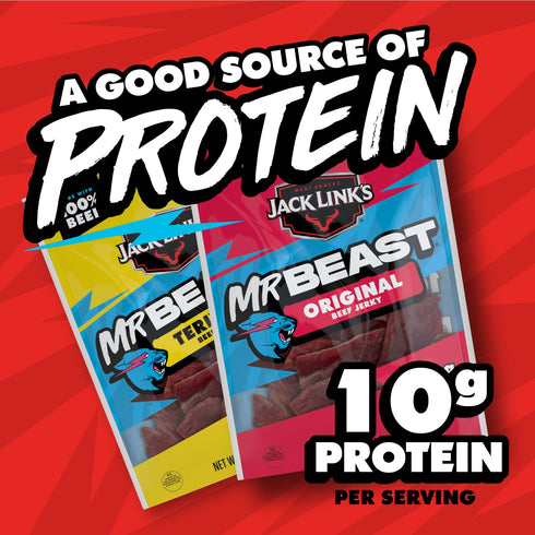Pack (6 Pack) 0.9 oz 10g 100% 6 Count Jack Link's x MrBeast Beef Jerky, Original & Teriyaki Beef Jerky Variety - Bags