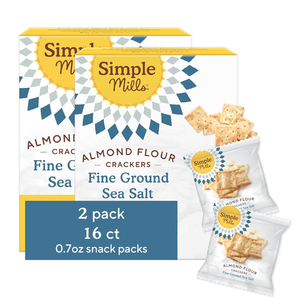 Simple Mills Almond Flour Crackers Snack Packs, Sea Salt, Gluten Free, Flax