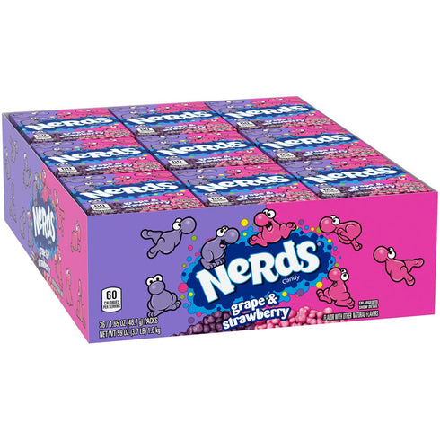 1.65 Pack 36 Nerds Grape & Strawberry Candy Ounce