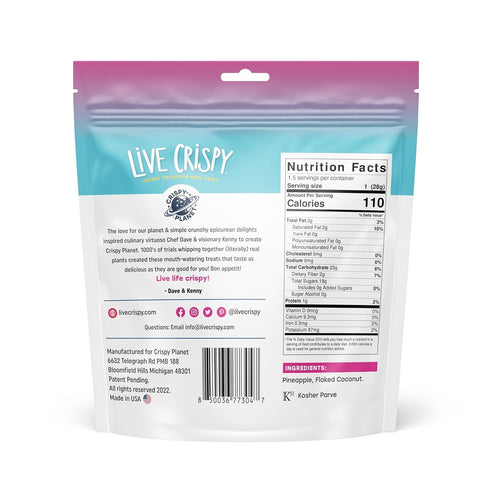 Live Crispy 4 Pack Crunchy Fruit Chips - No Sugar Added, Dried Fruit Snacks For Adults & Kids Lunch Box | Coconut