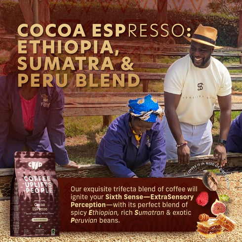 12 OZ Coffee Uplifts People Cocoa Espresso Whole Bean Coffee