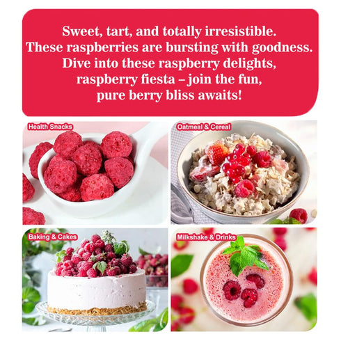 Fraunitsh 1.4oz (1.4oz/ 40g) Freeze-Dried Raspberries | Natural Raspberries | Crunchy Raspberry Fruit Snacks | No Sugar