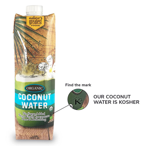 33.8 oz (Pack 6) Nature's Greatest Foods, Organic Coconut Water, USDA Organic Certified, No Sugar Added, Never from