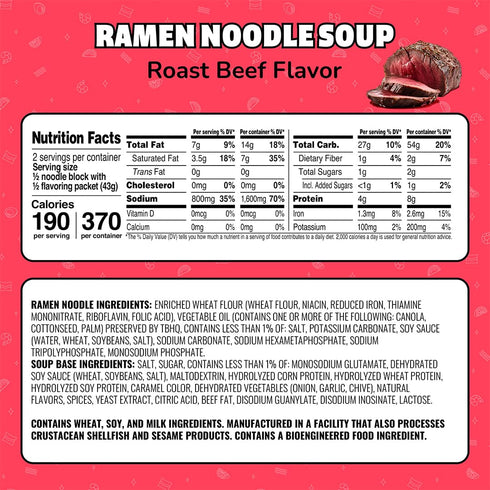 Meals,3 Oz,(Pack 48) Maruchan Ramen Roast Beef,Instant Ramen Noodles,Ready to Eat