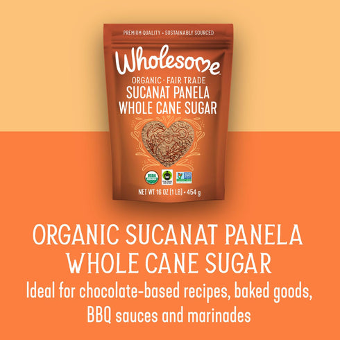 32-Ounce (Pack 2) Wholesome Sweeteners Organic Sucanat Panela Whole Cane Sugar, Fair Trade, Non-GMO Project Verified