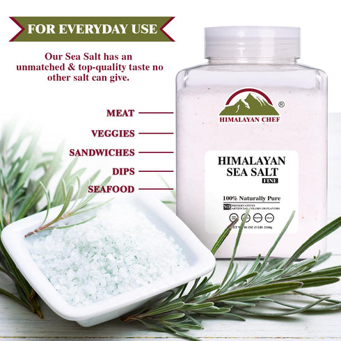 5 lbs 100% 84 Himalayan Chef Sea Salt Fine Grain Himalayan Salt, Bulk Bag - Natural, Unrefined, Kosher, Rich in Organic