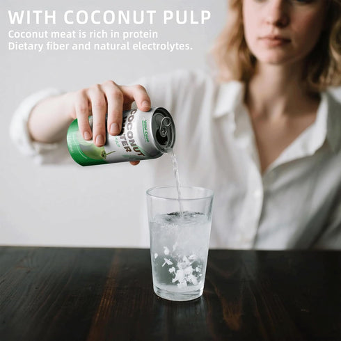 VIIBI 11 Oz (Pack 24 Coconut Water with Pulp, Low Calorie All-Natural Drink with Electrolytes, NO added Sugar, Smart