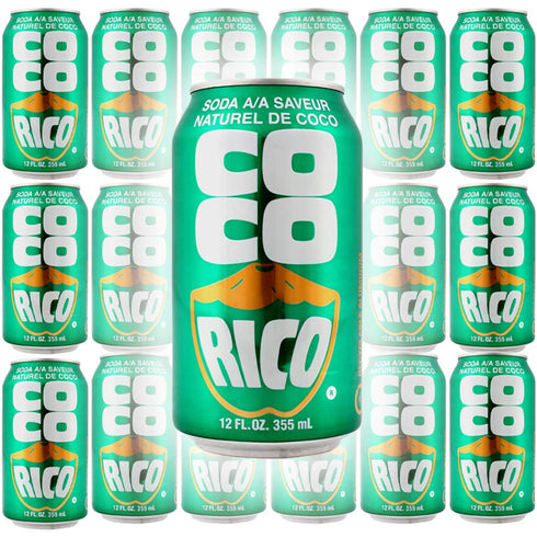 Coco Rico Coconut Soda, 12oz Can (Pack of 18, Total of 216 Fl Oz)