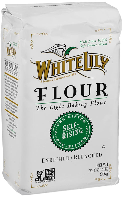 White Lily 2 lb (Pack 2) Self-Rising, Enriched Bleached Flour, Bag