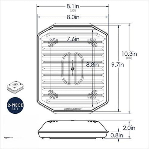TAIHUSANBAI 10.25x8x2 Inches, 1 0.5 Bacon Rack with Lid, White Ounces Liters