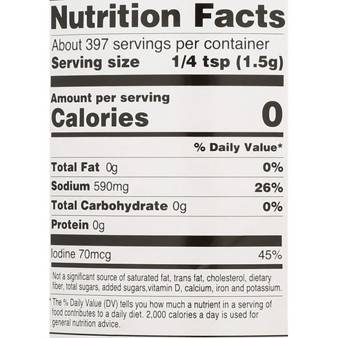 Hain 21 oz. Pure Foods Iodized Sea Salt