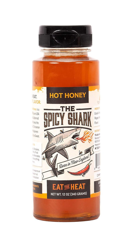 The Spicy Shark Hot Honey 12 oz Bottle 100% pure Spicy Hot Honey, Made in