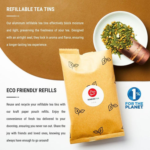 Senbird Premium Genmaicha with Matcha - Japanese Brown Rice Green Tea from Kyoto, Loose Leaf Tea in Airtight Tin (3.5oz)