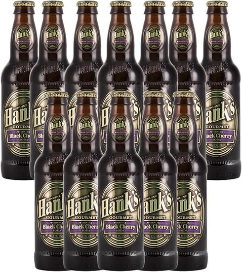 Hank's Genuine Gourmet Black Cherry Soda, 12 fl oz Bottles Premium Craft