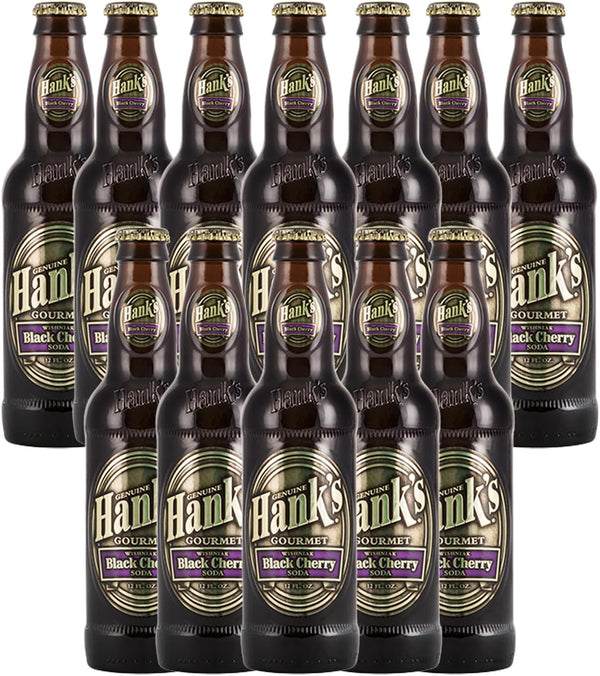 Hank's Genuine Gourmet Black Cherry Soda, 12 fl oz Bottles Premium Craft