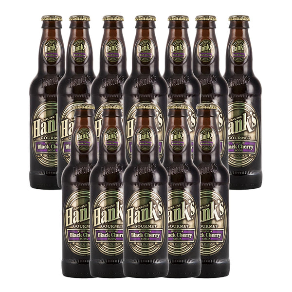 GoDpsMusic Hank's Genuine Gourmet Black Cherry Soda, 12 fl oz Bottles Premium Craft
