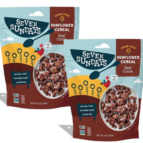 Generic 16 oz (Pack 2) Seven Sundays Sunflower Cereal, Real Cocoa Flavor, Grain Free & Gluten Free Breakfast Cereal