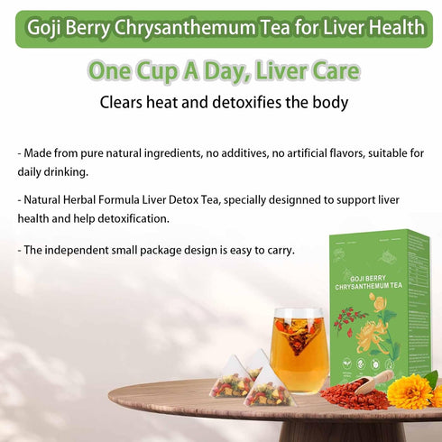 150g(1box,15 (2) Goji Berry Chrysanthemum Tea, Dandelion Wolfberry Tea for Liver Health, Liver Detox Clear the Liver