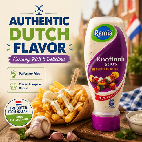6-Pack 1925, (6 16.9 oz) Remia Knoflooksaus Dutch Condiment Squeeze Bottles, Authentic Yogurt-Based Recipe Since Made