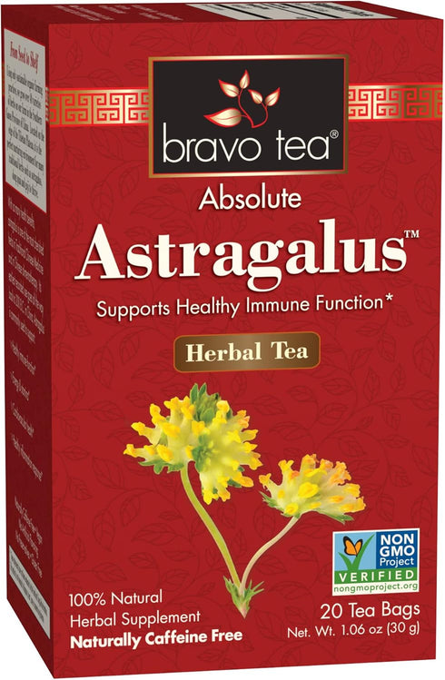 Bravo Tea Astragalus - Caffeine Free, 20 Tea Bags for Health Benefits
