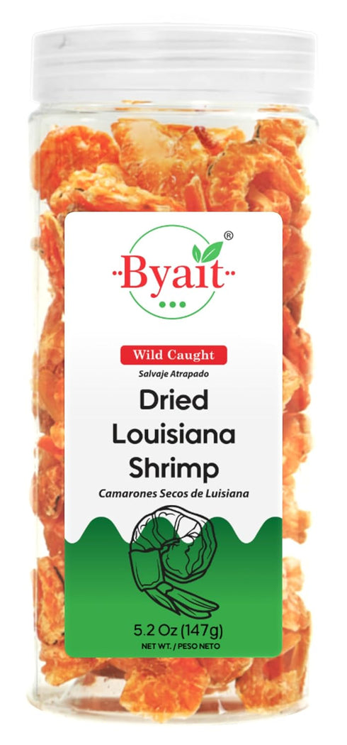 (4 oz) (5.2 oz) Byait Bundle Dried Japanese Sakura Shrimp for Ramen & Cooking + Dried Louisiana Shrimp