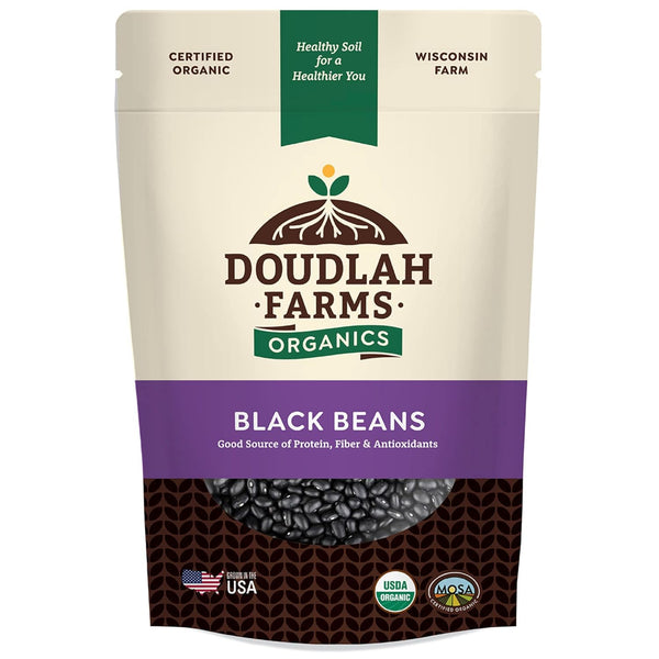 Organic Dried Black Beans 1 lb, Unsalted, Low-Sodium, Non-GMO, Farmed From Regenerative