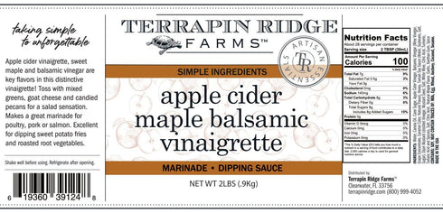 1 Terrapin Ridge Farms Apple Cider Maple Balsamic Vinaigrette Gourmet Salad Dressing and Marinade Quart Bottle